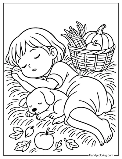 Autumn Nap Coloring Page