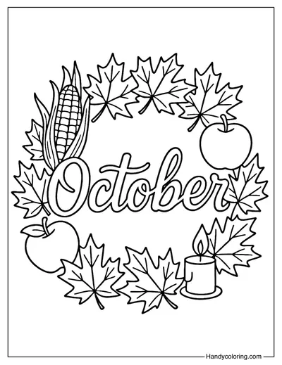 Autumn October Coloring Page