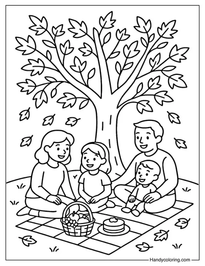 Autumn Picnic Coloring Page