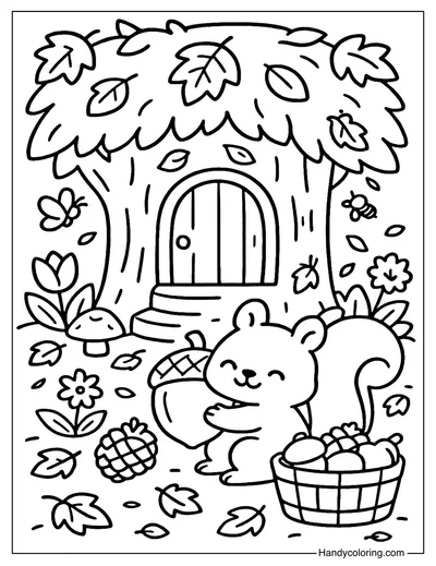 Autumn Stump Coloring Page