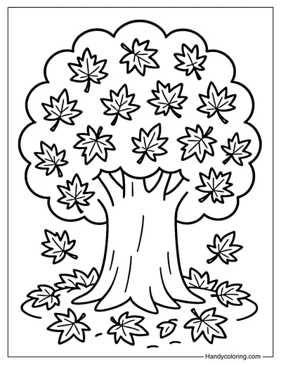 Autumn Tree Coloring Page