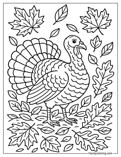 Autumn Turkey Coloring Page