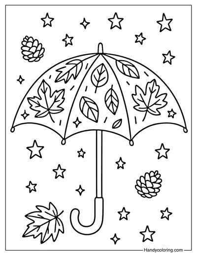 Autumn Umbrella Coloring Page