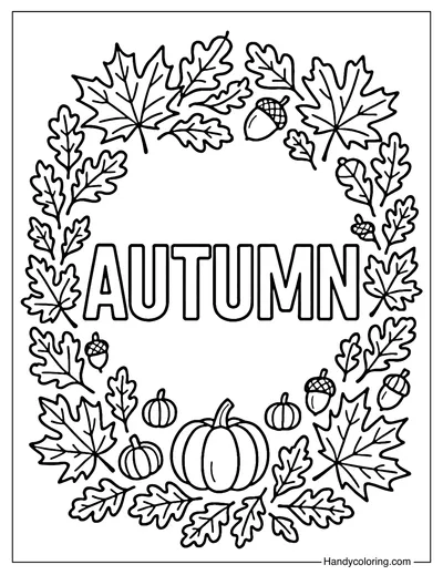 Autumn Wreath Coloring Page