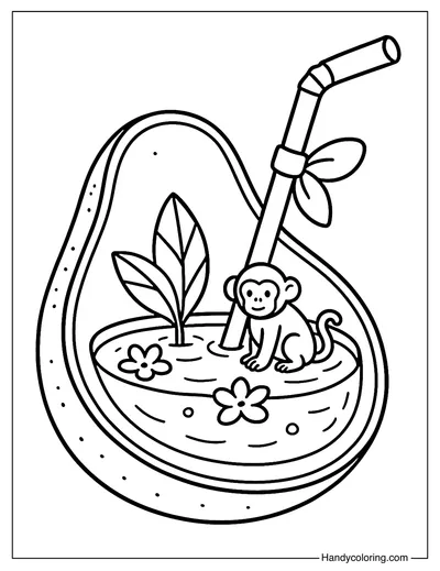 Avocado Jungle Chill Coloring Page