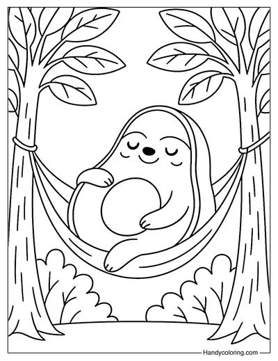 Avocado Sloth Coloring Page