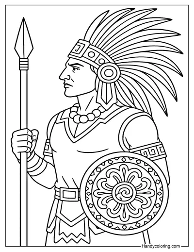 Aztec Warrior Coloring Page