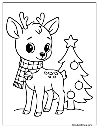Baby Deer Christmas Coloring Page