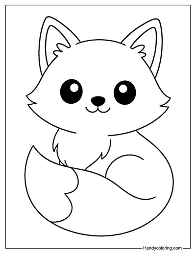 Baby Fox with Big Eyes Coloring Page