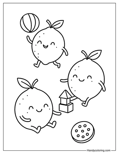 Baby Lemons with Toys Coloring Page