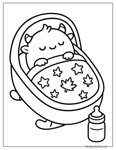 Baby Monster Nap Coloring Page