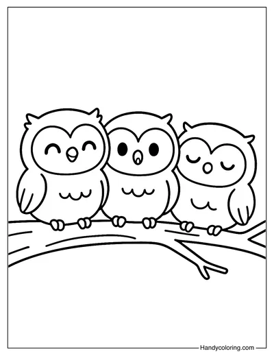 Baby Owl Friends Coloring Page