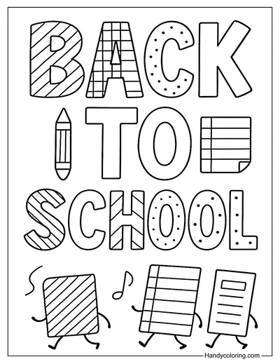Back to School Doodle Style Coloring Page