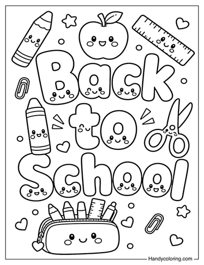 Back to School Kawaii School Supplies Letters
