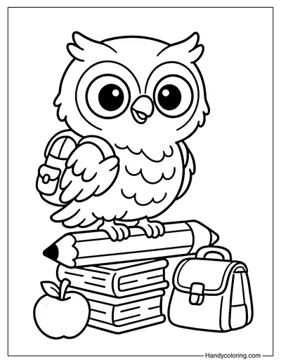 Back To School Owl Coloring Page