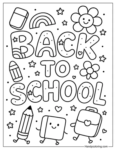 Back to School Rainbow Letters Coloring Page