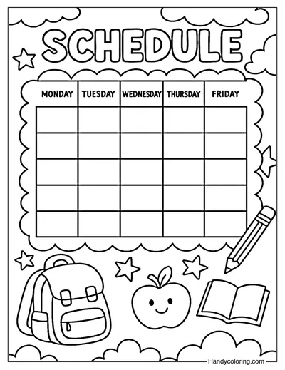 Back to School Schedule Coloring Page
