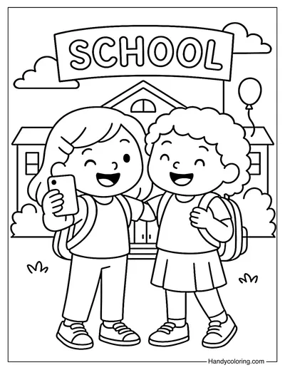 Back to School Selfie Coloring Page