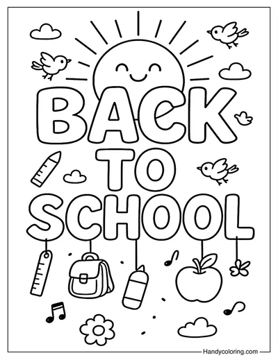 Back to School Sunshine Coloring Page