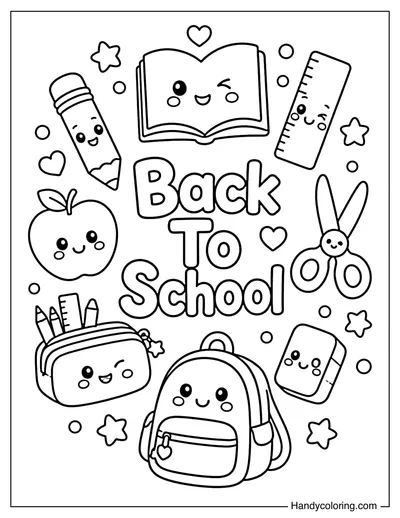 Back To School Supplies Circle