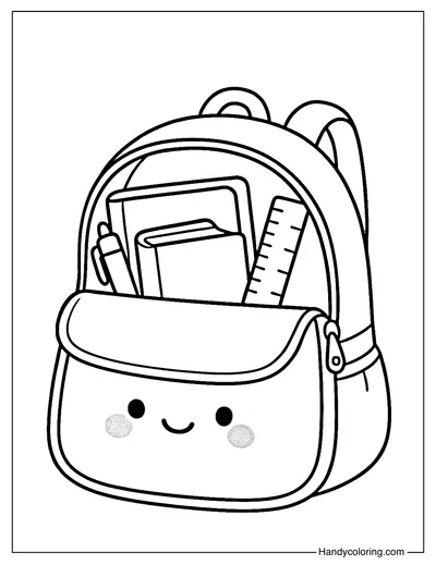 Backpack and Supplies Coloring Page