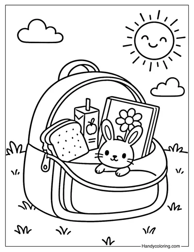 Backpack Picnic Coloring Page
