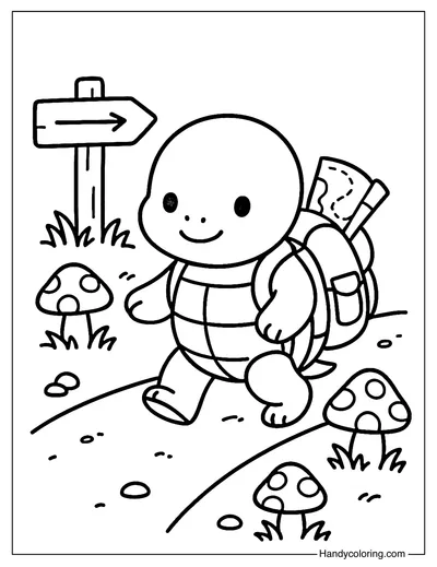 Backpack Turtle Adventurer Coloring Page