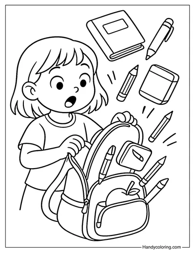 Backpack Unpack Adventure Coloring Page