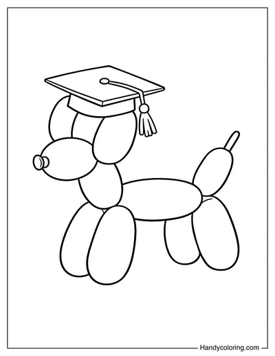 Balloon Animal Wearing A Graduation Cap