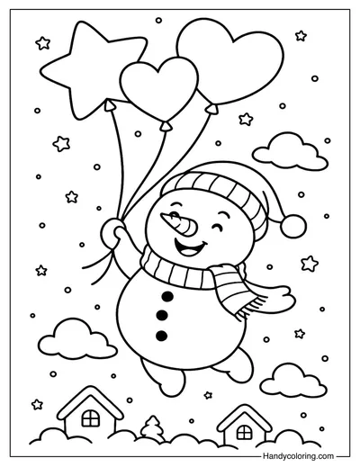Balloon Snowman Coloring Page