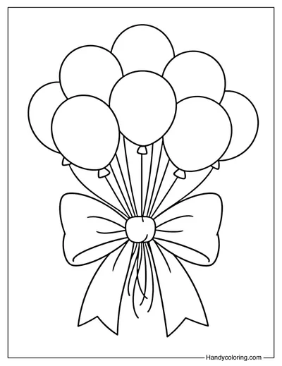 Balloons with Bow Coloring Page
