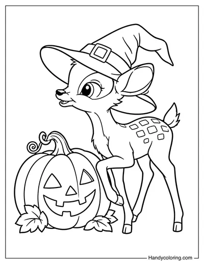 Bambi Wearing a Witch Hat