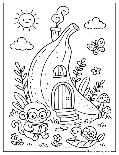 Banana House Coloring Page