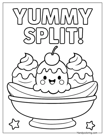 Banana Split Coloring Page