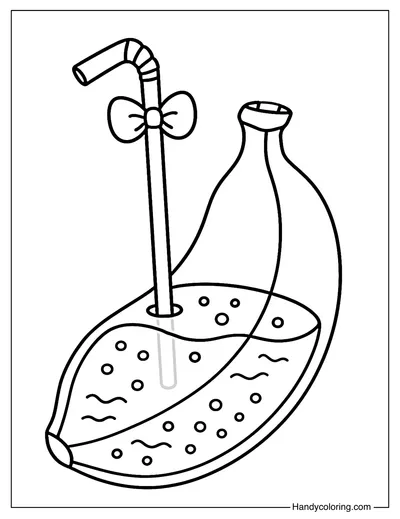 Banana Sweet Sip Coloring Page