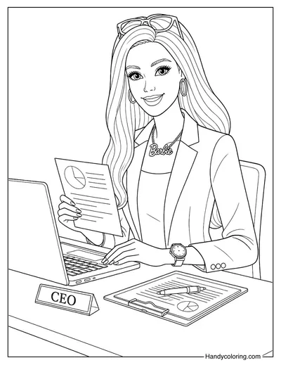 Barbie CEO with Laptop