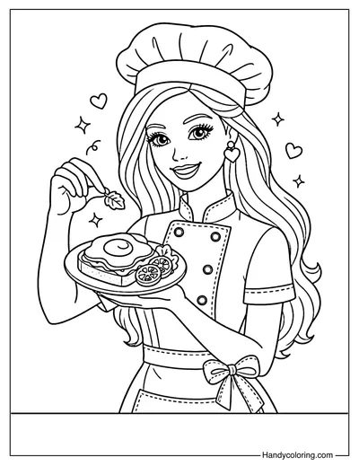 Barbie Chef Holding A Plate of Food