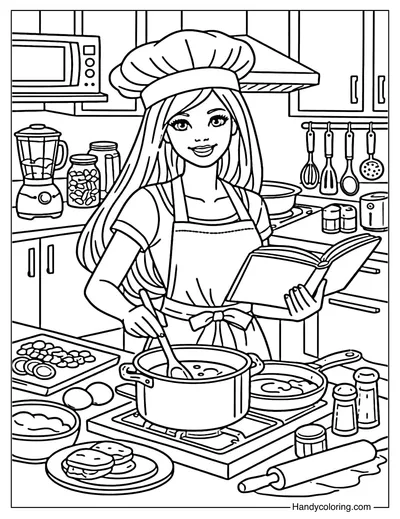 Barbie Cooking in Kitchen