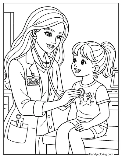 Barbie Doctor Examining a Little Girl