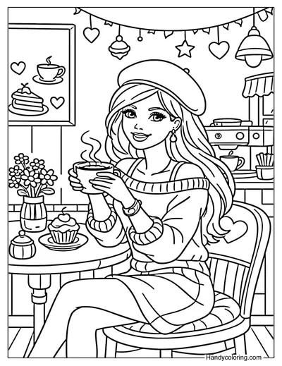 Barbie Enjoying Coffee