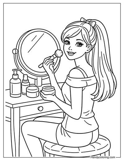 Barbie Holding A Makeup Brush