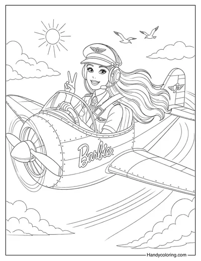 Barbie Pilot Flying a Plane in The Sky