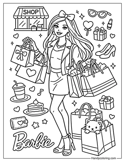 Barbie Shopping With Lots of Fashionable Bags