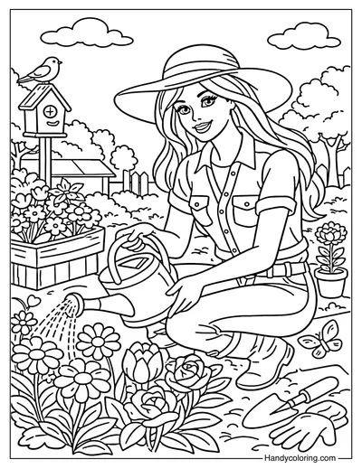Barbie Takes Care of The Garden