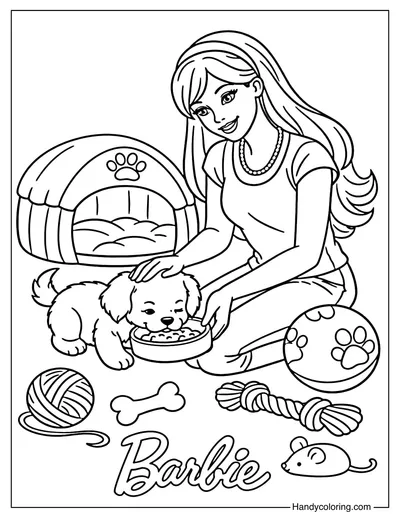 Barbie Taking Care Pet Dog
