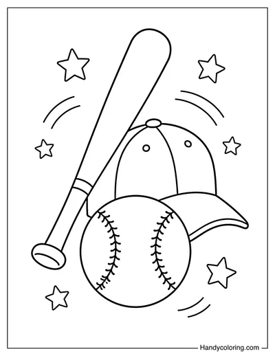 Baseball Bat with A Cap and A Ball