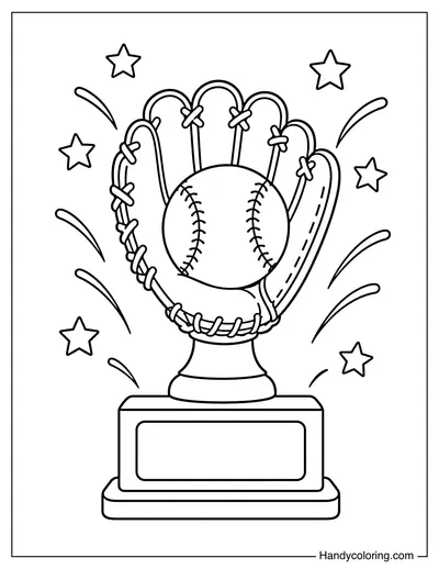 Baseball Glove Trophy Holding a Ball