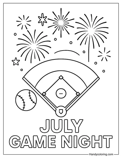 Baseball In July Coloring Page