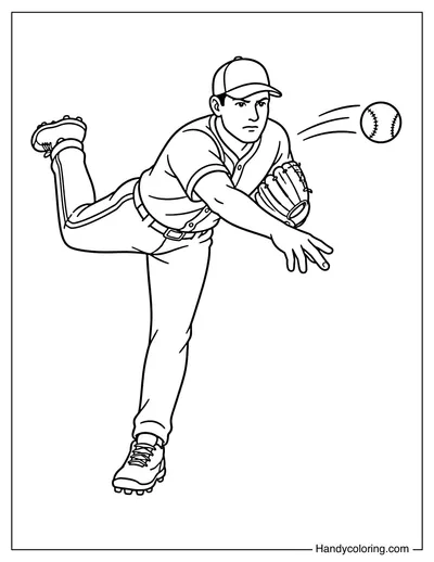 Baseball Pitcher Throwing a Fastball