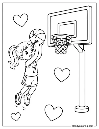 Basketball Girl Taking a Jump Shot